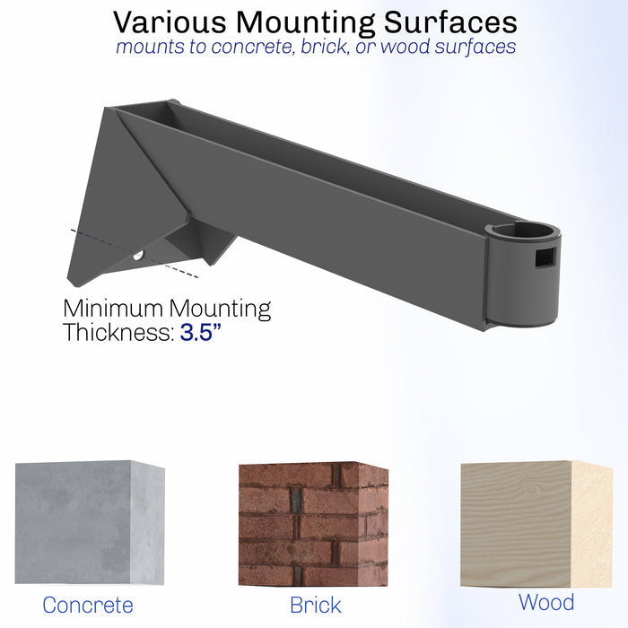 Long-armed wall mount for Starlink Gen2. Install to wood, brick, concrete or metal (hardware included)