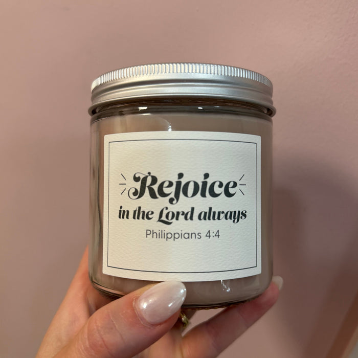 Sweet Grace Bible Verse Candle (Rejoice)