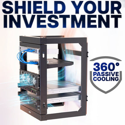 VIVO 12U Open Frame Wall Mounted Server Rack with 360 degree passive cooling