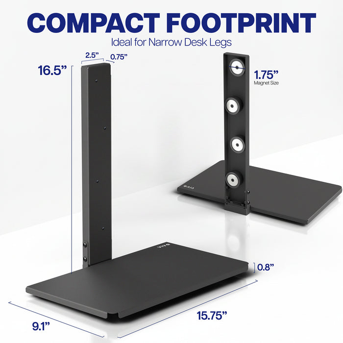 Compact 15.75-inch magnetic shelf providing space-saving storage on steel desks, appliances, and work surfaces.