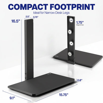 Compact 15.75-inch magnetic shelf providing space-saving storage on steel desks, appliances, and work surfaces.