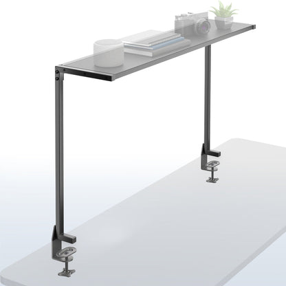38-inch clamp-on overhead desk shelf with sturdy steel frame for elevated workspace storage