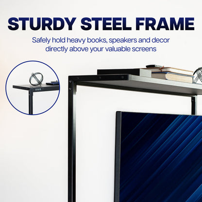 Heavy-duty 38-inch overhead desk shelf with sturdy steel frame and clamp-on mounting system