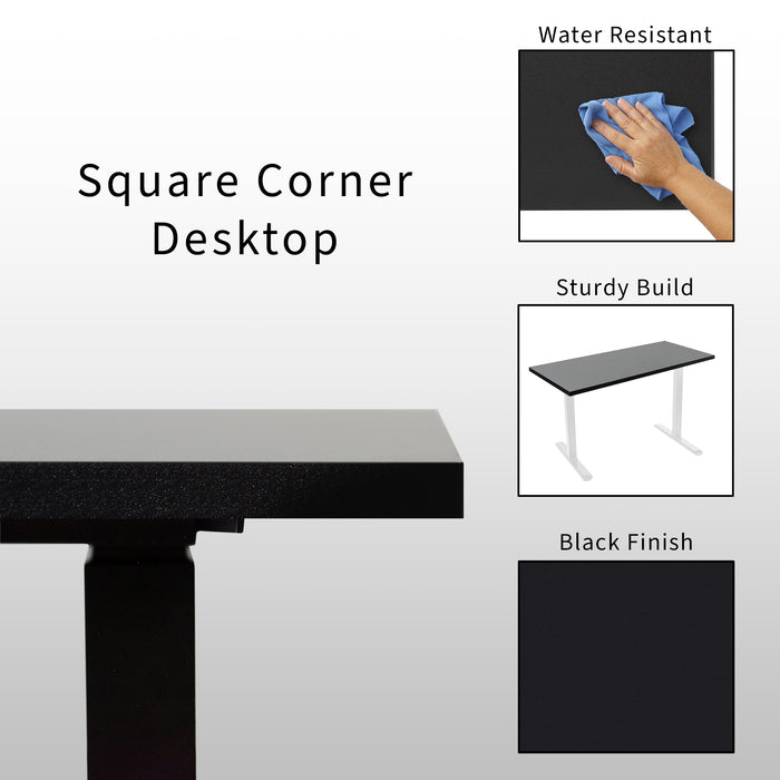 55 x 24 inch Universal Solid One-Piece Square Corner Table Top for Standard and Sit to Stand Height Adjustable Home and Office Desk Frames