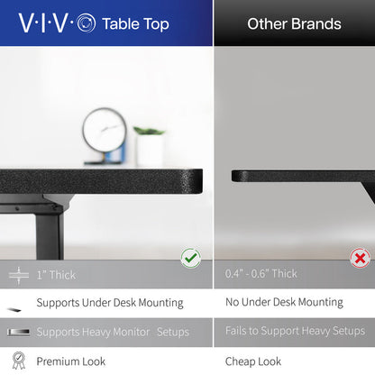 Comparison chart between VIVO table top and other brands, highlighting features and differences.