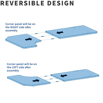 Sturdy corner desktop table top with reversible design.