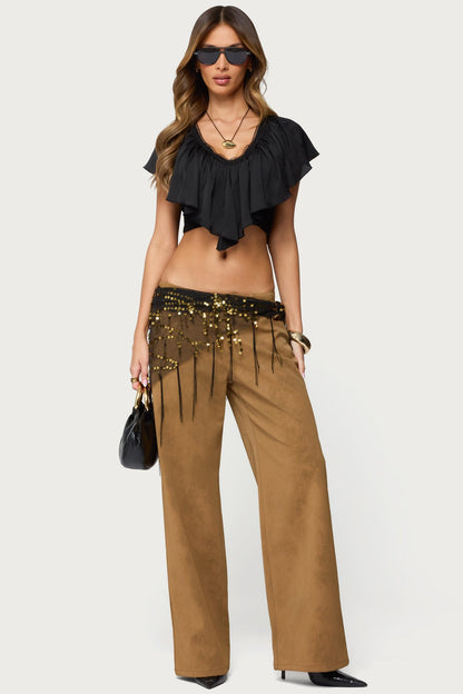 Deena Ruffled V Neck Top