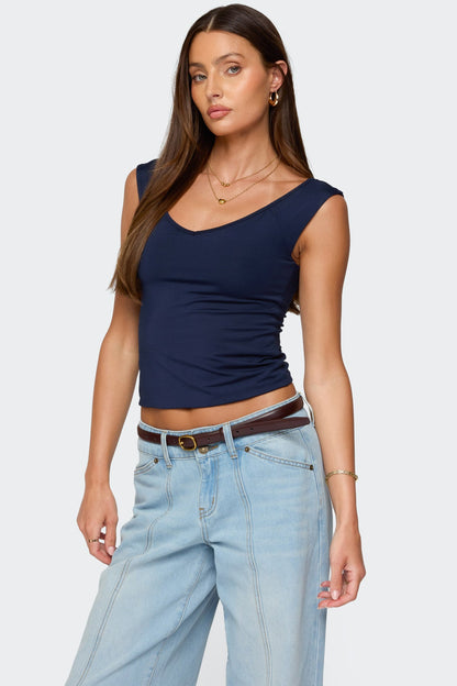 Angeline Wide V Neck Top