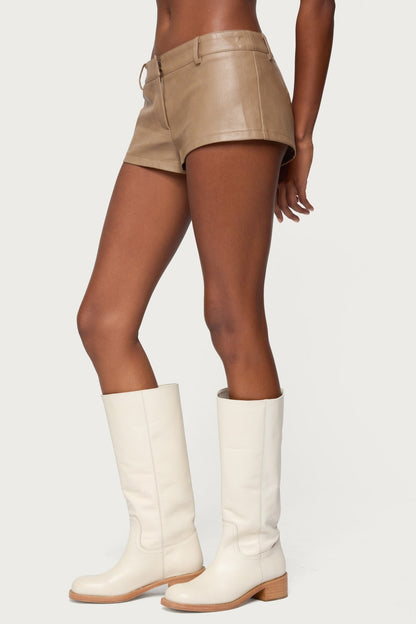 Melaney Faux Leather Micro Shorts