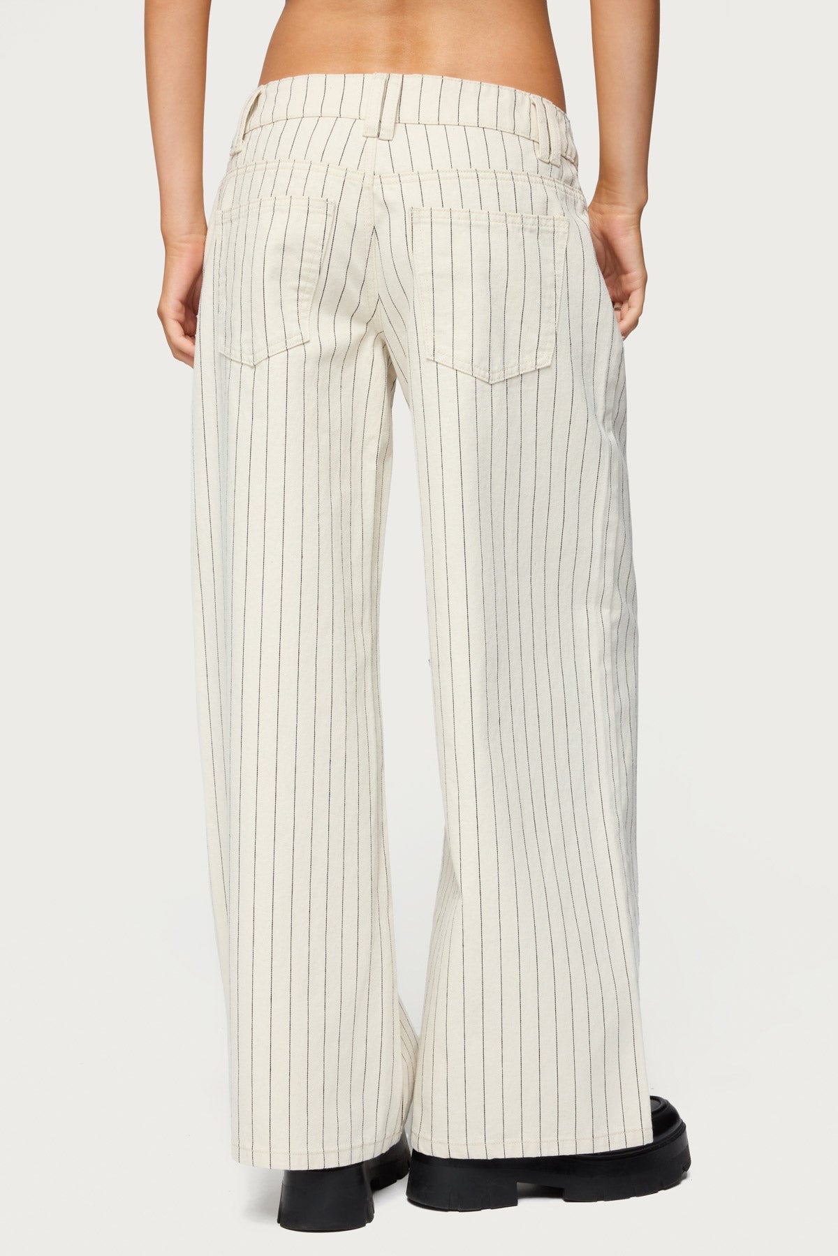 Petite Cory Striped Low Rise Baggy Jeans