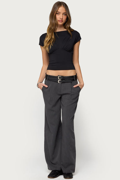 Leonah Ruched Boat Neck Top