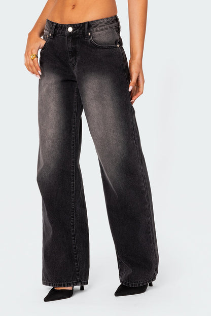 Magda Acid Wash Low Rise Baggy Jeans