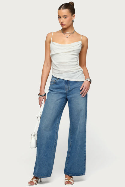 Asymmetric Cowl Neck Tank Top
