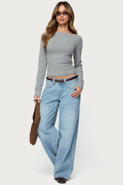 Loria Striped Boat Neck Top