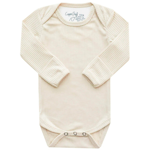 Rib Knit Long Sleeve Bodysuit - Moonstone