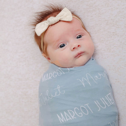 Personalized Baby Name Swaddle Blanket - Cornflower