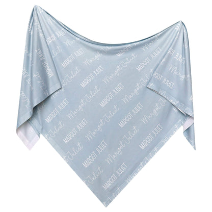 Personalized Baby Name Swaddle Blanket - Cornflower