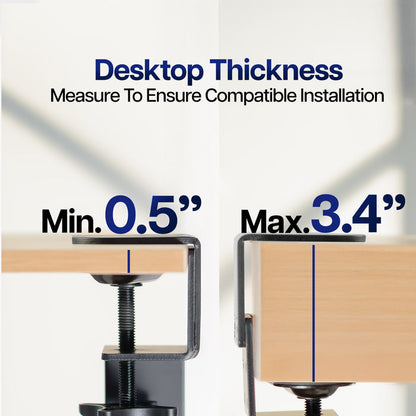 Desktop thickness compatibility measurements to ensure proper installation
