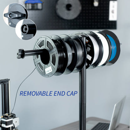 Sturdy clamp-on height adjustable reel holder for 3D printer.
