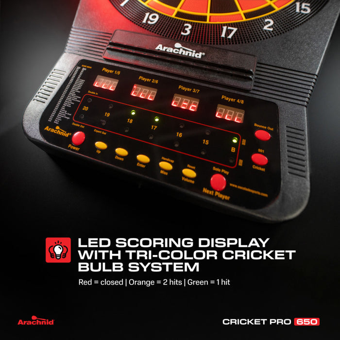 Arachnid Cricket Pro 650 Tournament-Quality Electronic Dartboard