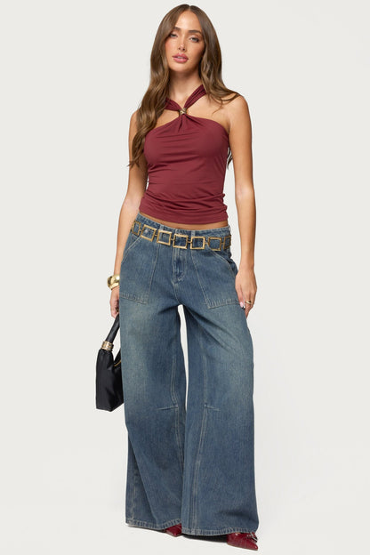 Cielle Wide Strap Gathered Top