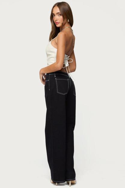 Kizzie Faux Leather Halter Top