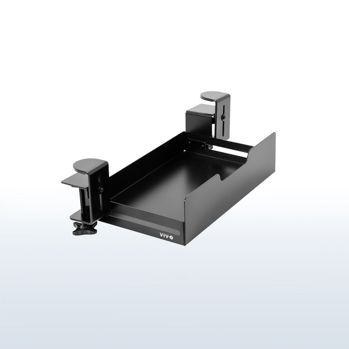 Sturdy low-profile flush under desk clamp-on desk drawer for organization and storage.