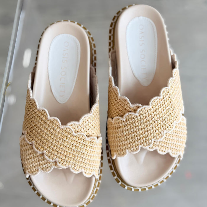 Gabbie Double Strap Raffia Slide