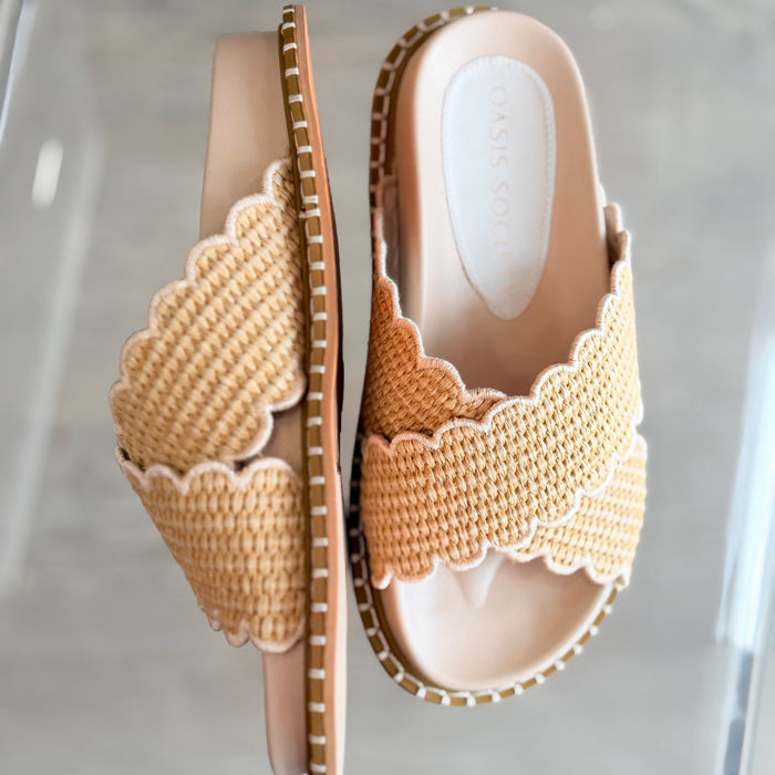 Gabbie Double Strap Raffia Slide