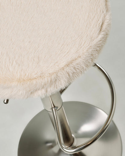 t4option0_0 | Close-up of the Gigi bar stool with a soft Ivory cushion, stainless steel frame.