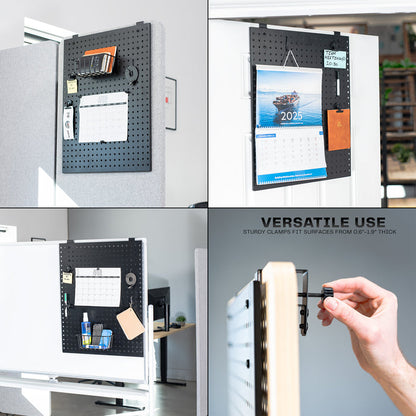 A black pegboard with various uses ad multiple mounting options.