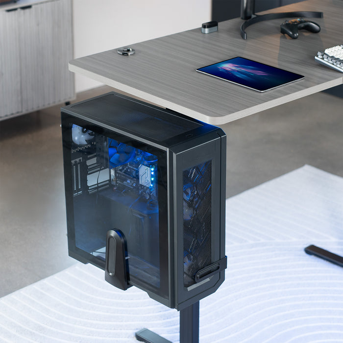 Large Under Desk and Wall PC Mount on desk in office space