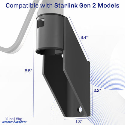 Low profile wall mount for Starlink Gen2. Install to wood, brick, concrete or metal (hardware included)