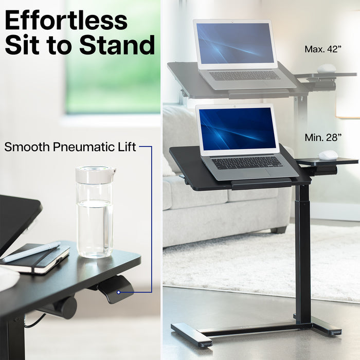 Height-adjustable mobile laptop cart for effortless transitions between sitting and standing while working