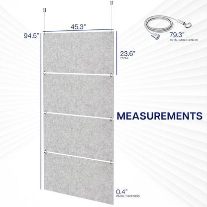 Measurement chart of a panel with dimensions labeled on a white background