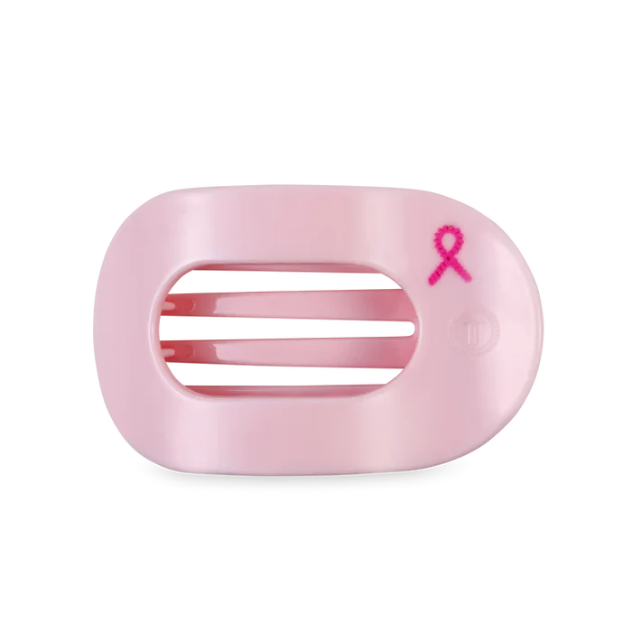 Pink Ribbon Medium Flat Round Teletie Clip