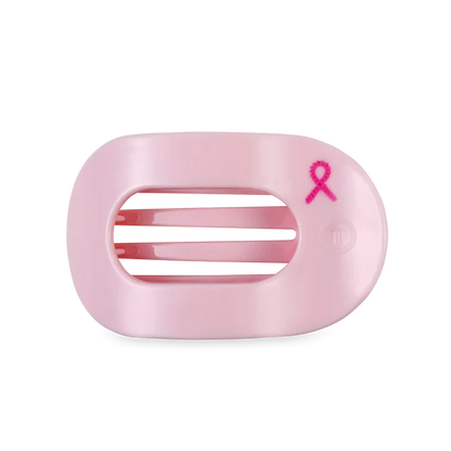 Pink Ribbon Medium Flat Round Teletie Clip