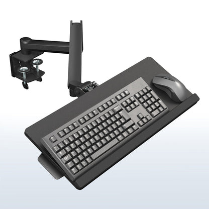 Pneumatic Clamp-on Keyboard Tray on gradient background