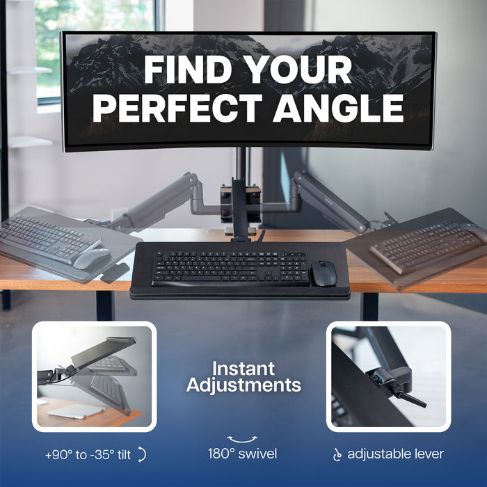 Pneumatic Pole Mounted Keyboard Tray Instant Adjustments