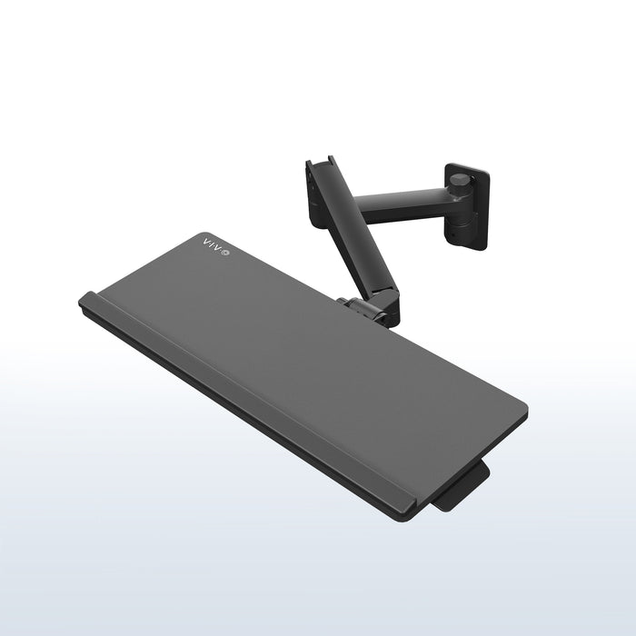 A wall mounted keyboard tray with a pneumatic mechanism