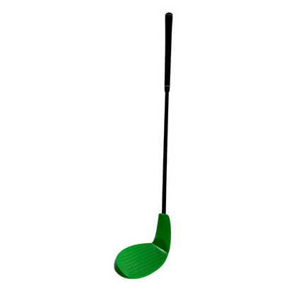 The BirdieBall Premium Backyard Training Golf Club features a green and black design, oversized club head, and training grip, perfect for beginners. Shown against a white background.