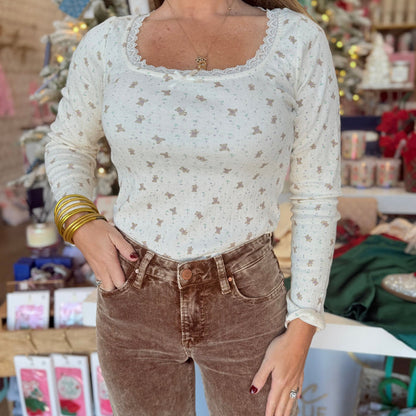 Printed Britt Top (cream/floral)