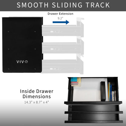 Sleek under desk storage unit with three pull-out drawers for office workstation organization.