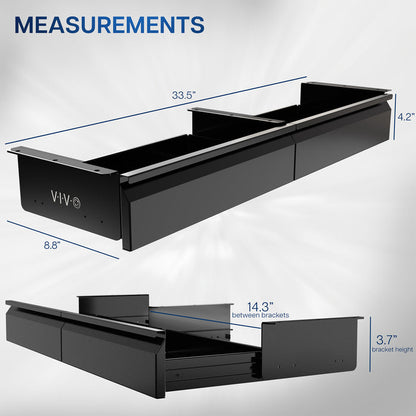 Black metal bracket with measurements on a white background