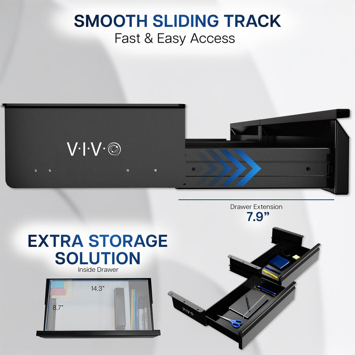 VIVO drawer extension with sliding track and storage solution on a white background