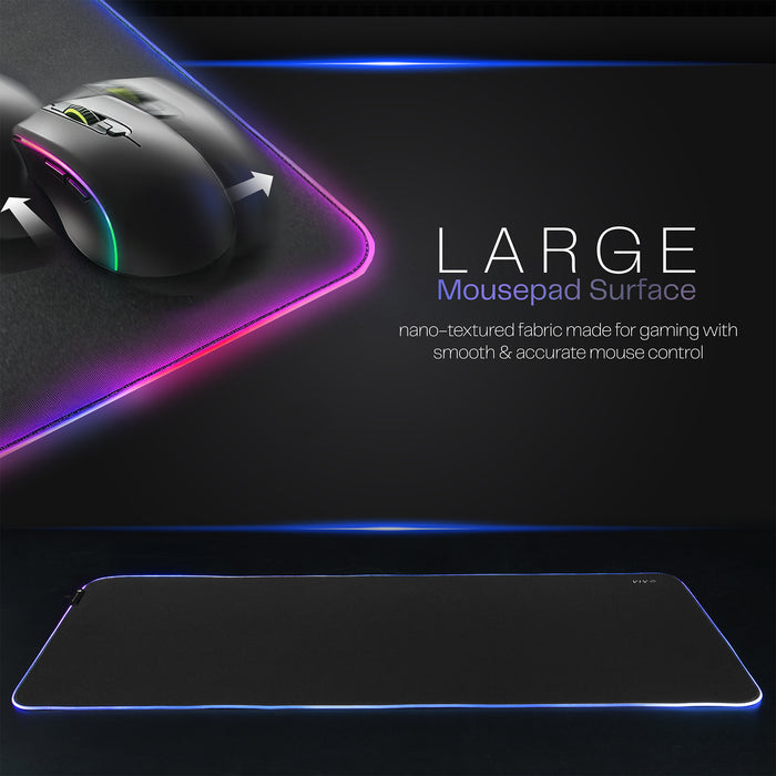 Extra Large 71 x 30 inch Full Size Desk Pad with RGB Lighting for Office Ambience and Immersive Gaming, Oversized Mouse Pad Table Top Cover, 12 Color Modes, Non-slip Base