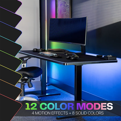 Extra Large 71 x 30 inch Full Size Desk Pad with RGB Lighting for Office Ambience and Immersive Gaming, Oversized Mouse Pad Table Top Cover, 12 Color Modes, Non-slip Base