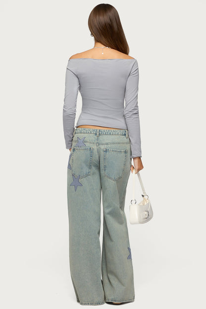 Nattie Off Shoulder V Neck Top