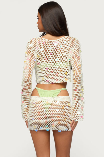 Kirah Sequin Crochet Top