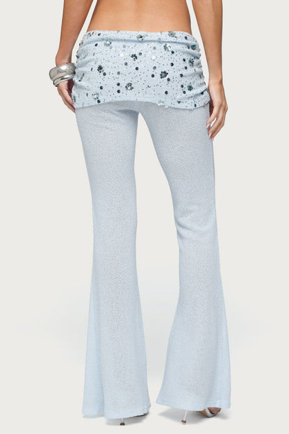 Zephyra Bead & Sequin Foldover Pants